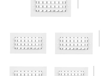 5x Everbilt 8 in. x 4 in. 1-Way Aluminum Adjustable Curved Blade Wall/Ceiling Register in White