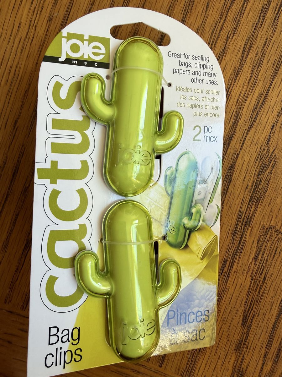 Joie MSC Cactus Bag Clips - 2-Piece Set, Green, Multipurpose Kitchen and Office Sealers
