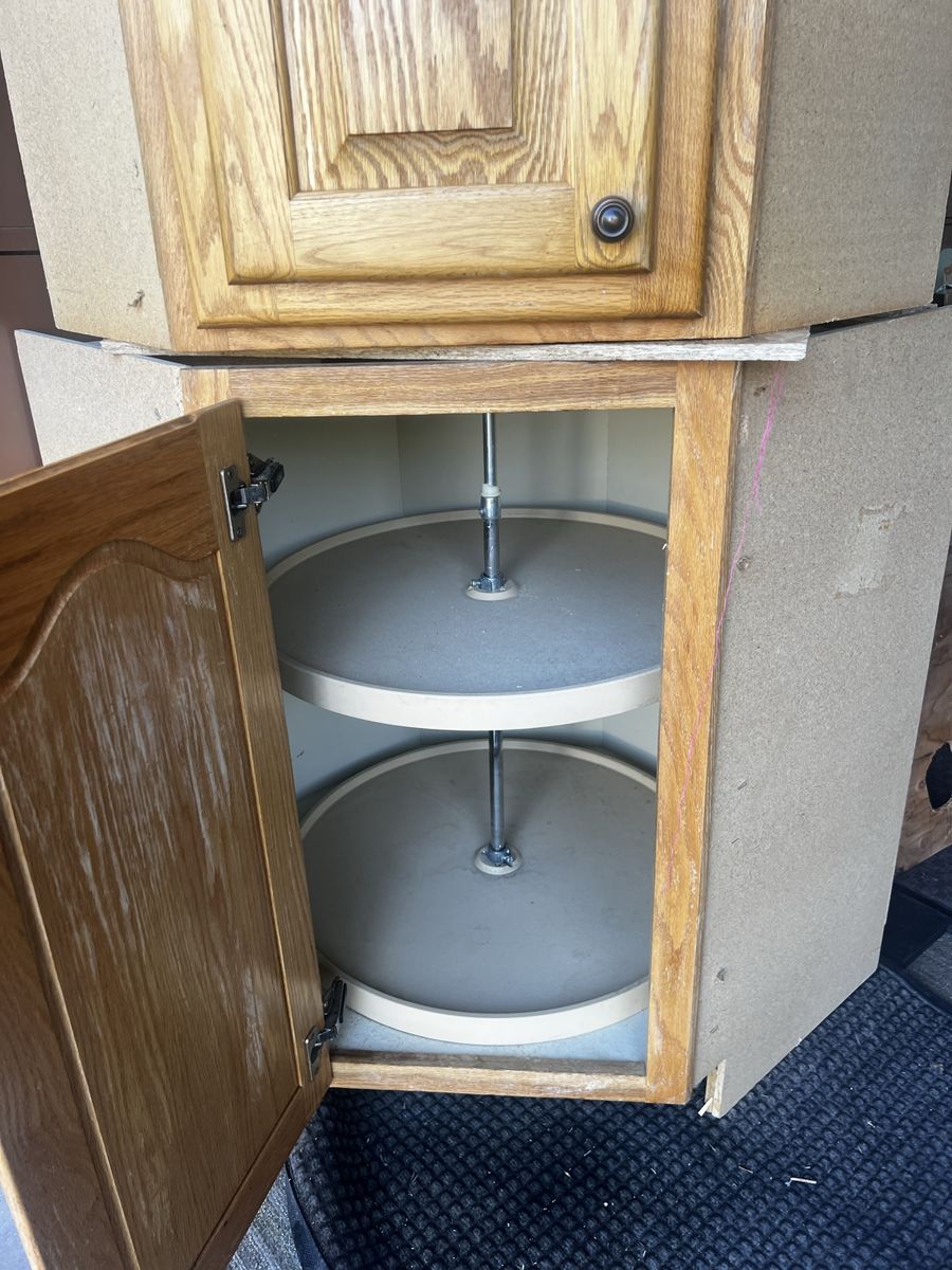 Used solid oak kitchen corner cabinets