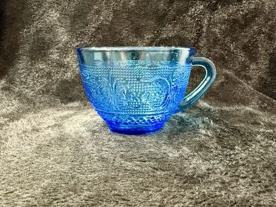 Vintage Queen Mary Bowl And Blue Glass Cup