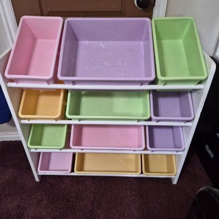 Sturdy Toy organizer bins and shelf