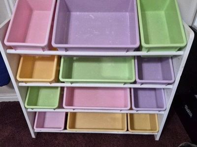 Sturdy Toy organizer bins and shelf