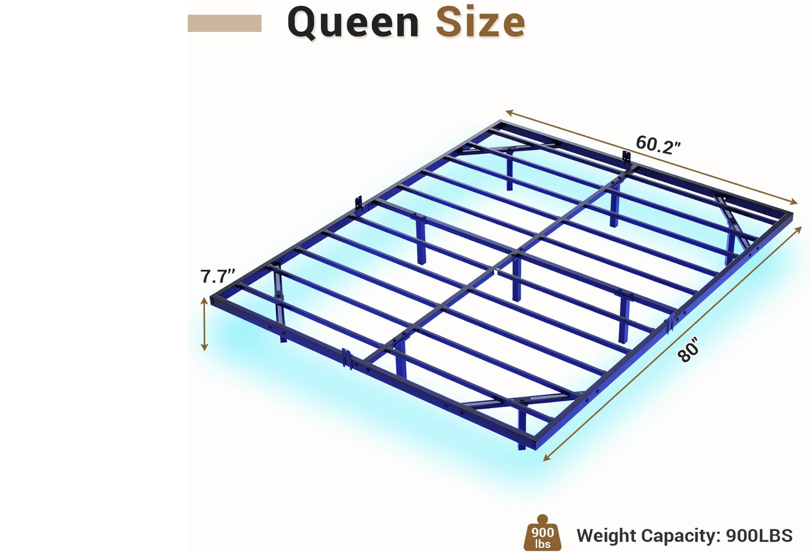 New in Box Floating Bed Frame Queen Size with LED Lights, Metal Platform Queen Bed, No Box Spring Needed,