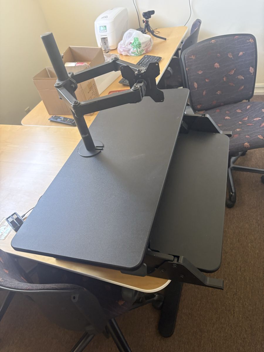 Freestanding Stand-Up Desk Converter with Monitor Mount - Easy Adjust Black Desktop Riser