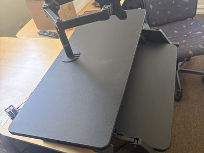 Freestanding Stand-Up Desk Converter with Monitor Mount - Easy Adjust Black Desktop Riser