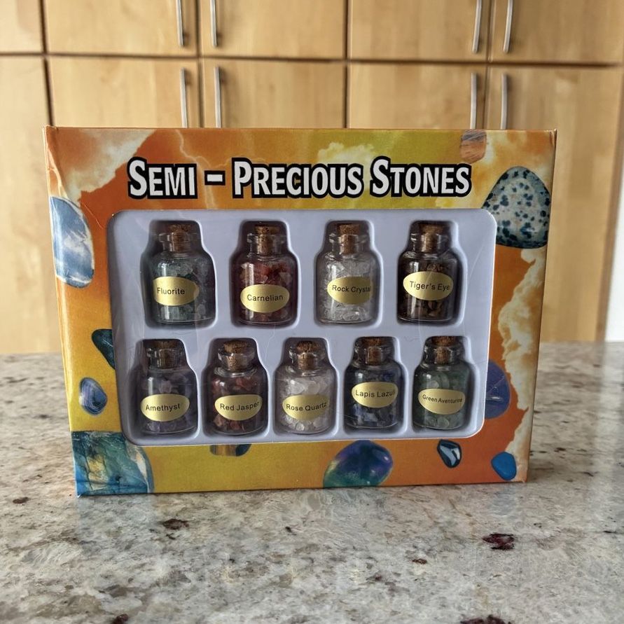 9 Vials of Assorted Semi-Precious Stones