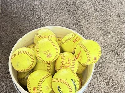 Bucket of Used Softballs - Rawlings & Other Brands - Practice/Training - 41 balls