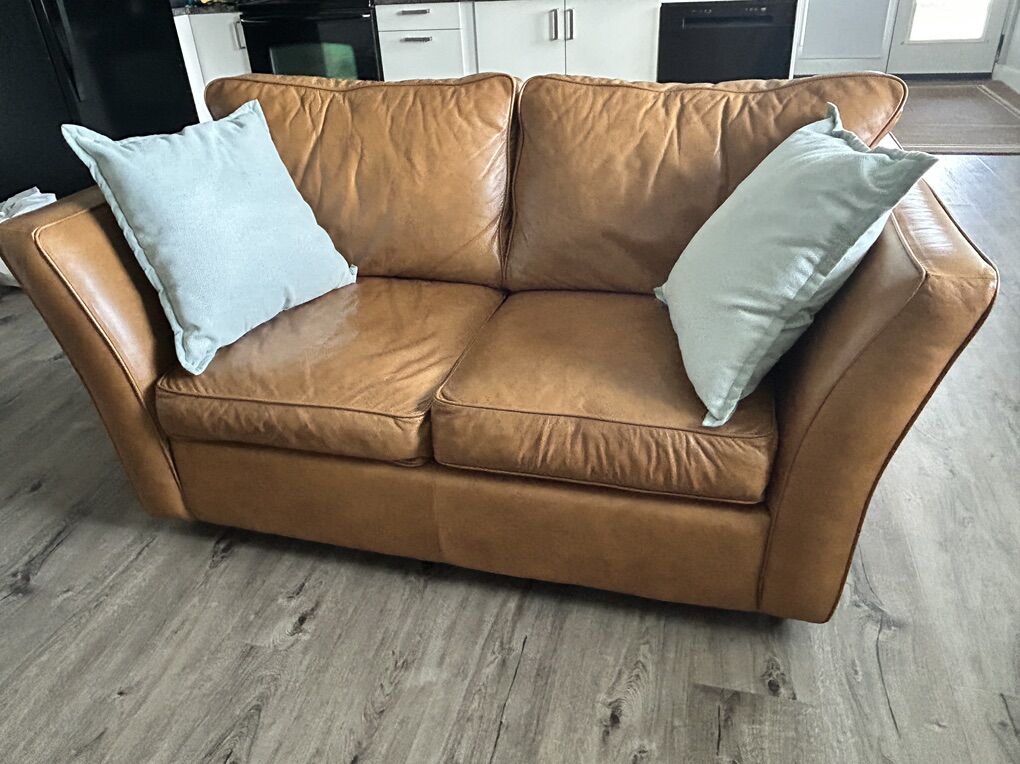 Honey Leather Couch / Loveseat & Armchair