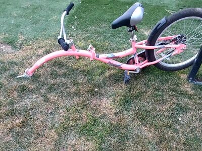 20" pink tag a long bike