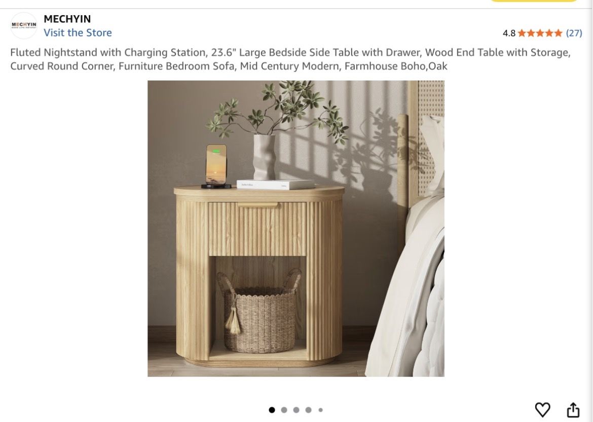 Nightstand/end table with charge port- new on box!!!