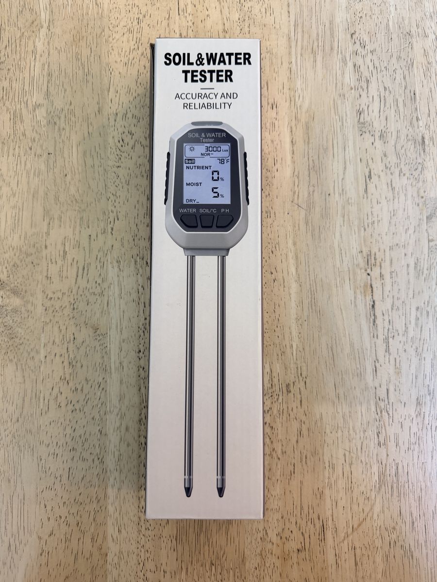 Digital Soil & Water Tester Meter - Moisture, pH, Sunlight, Temp, TDS, EC