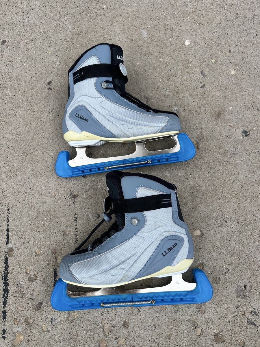 L.L.Bean Ice Skates - Gray/Blue with Blade Guards