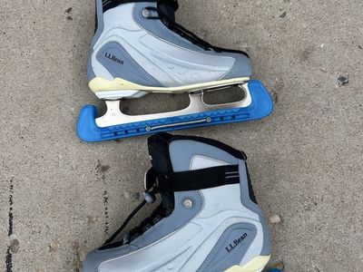 L.L.Bean Ice Skates - Gray/Blue with Blade Guards
