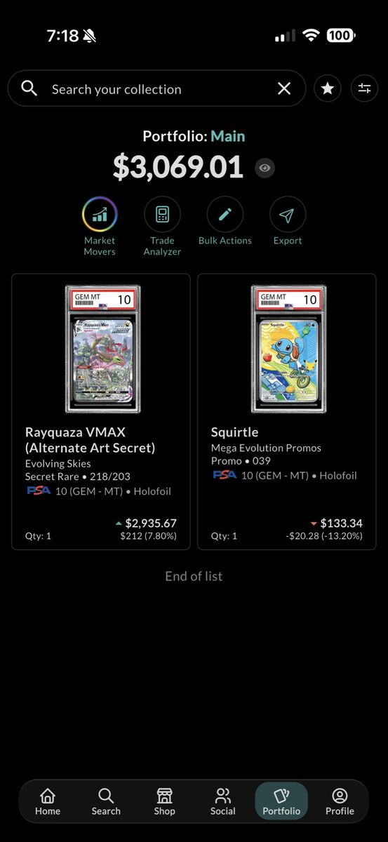 Rayquaza VMAX and Squirtle PSA 10 Pokemon