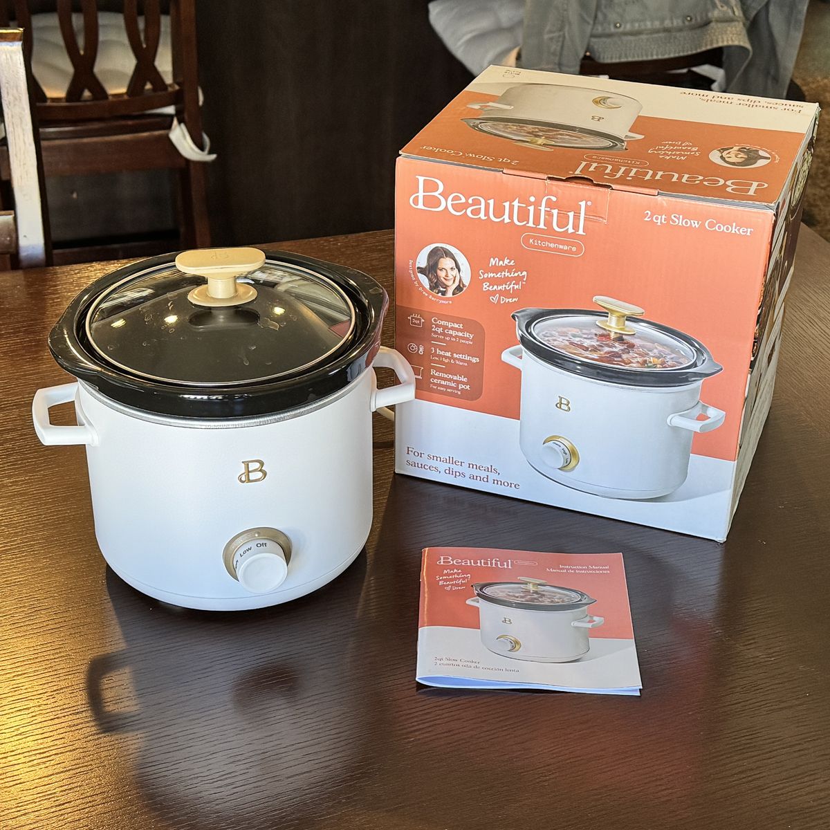 Beautiful by Drew Barrymore 2 Qt Slow Cooker – White Icing – Like New