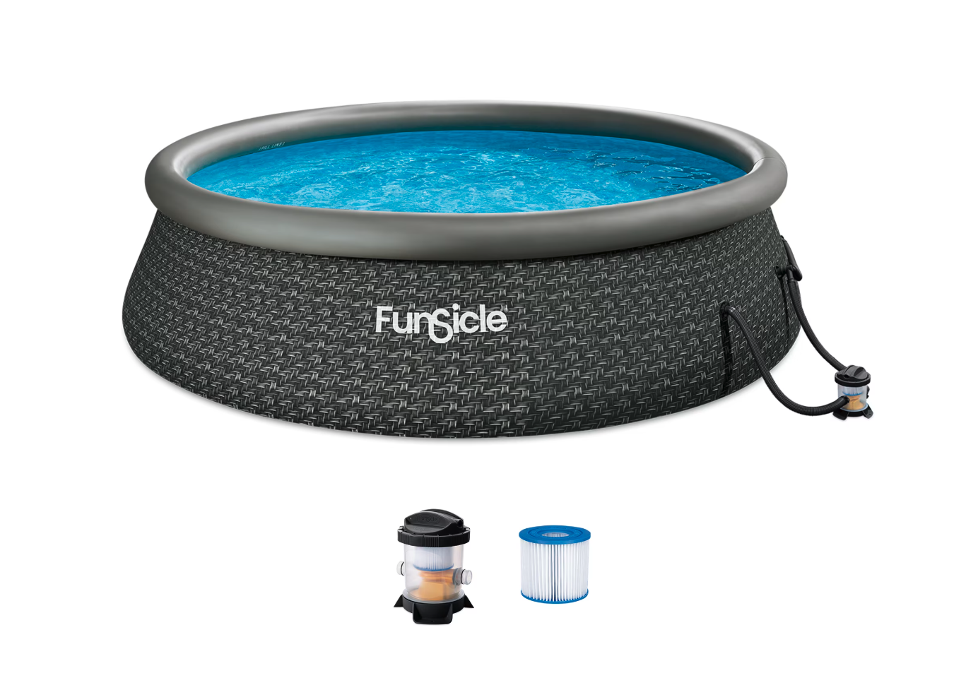 New in Box Funsicle 12' x 36" QuickSet Inflatable Ring Top Outdoor Above Ground Pool with Pump