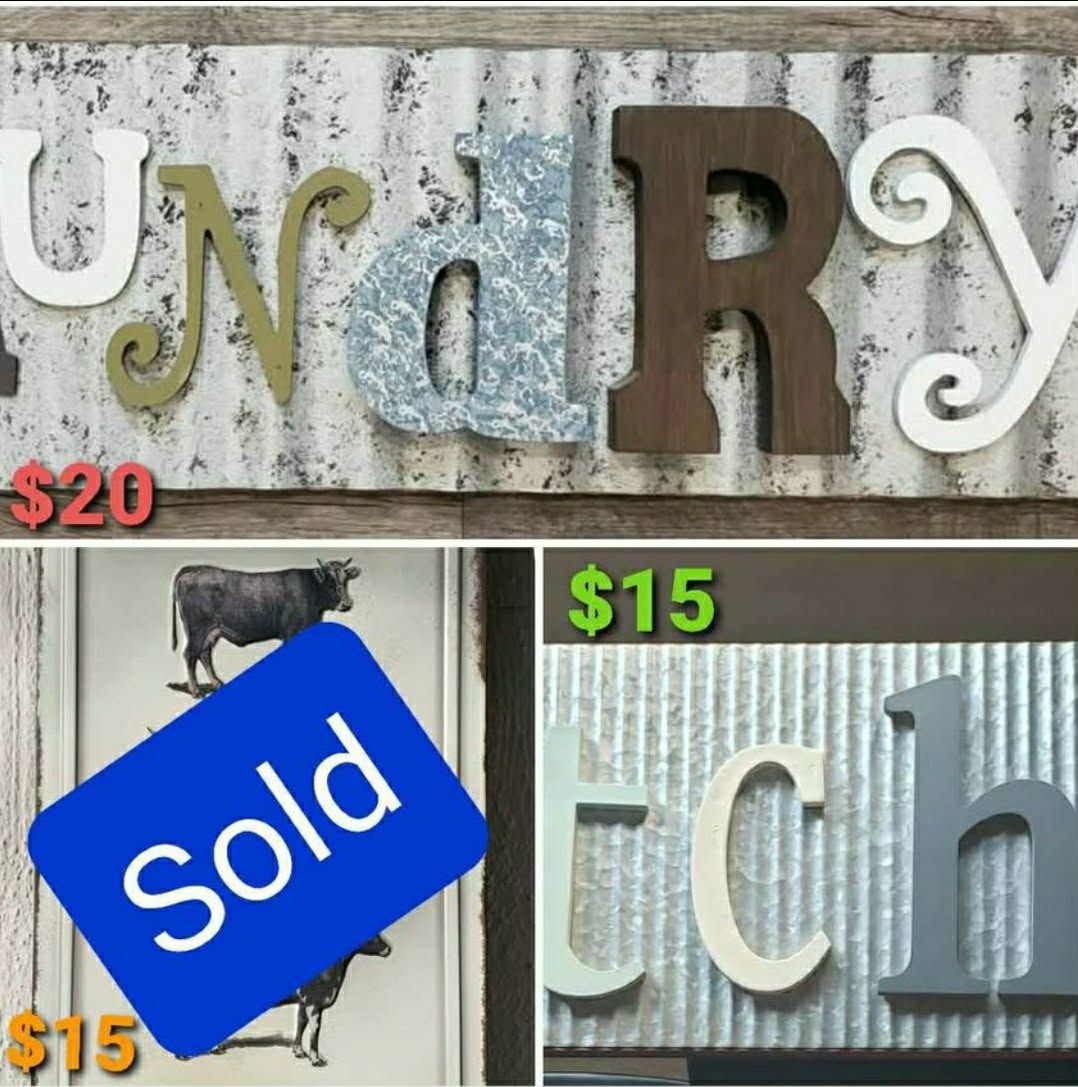 Rustic Farmhouse metal/wood signs/plagues