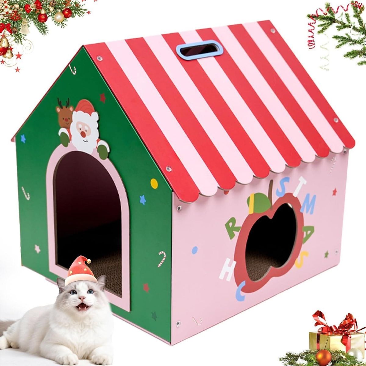 WUGO Cat Scratcher House with 2 Pads Red
