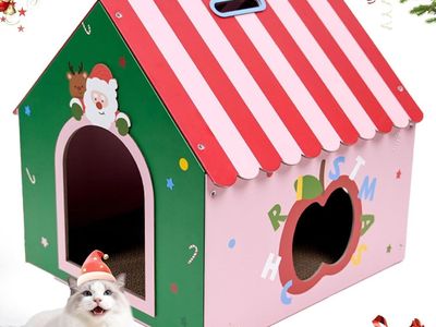 WUGO Cat Scratcher House with 2 Pads Red