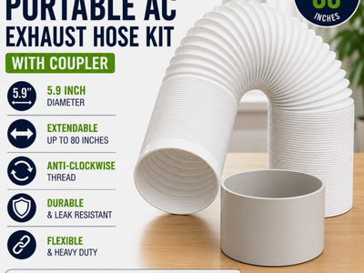 Portable AC Exhaust Hose w/ Coupler 5.9" 6" Vent Hose 80" Counter Clockwise