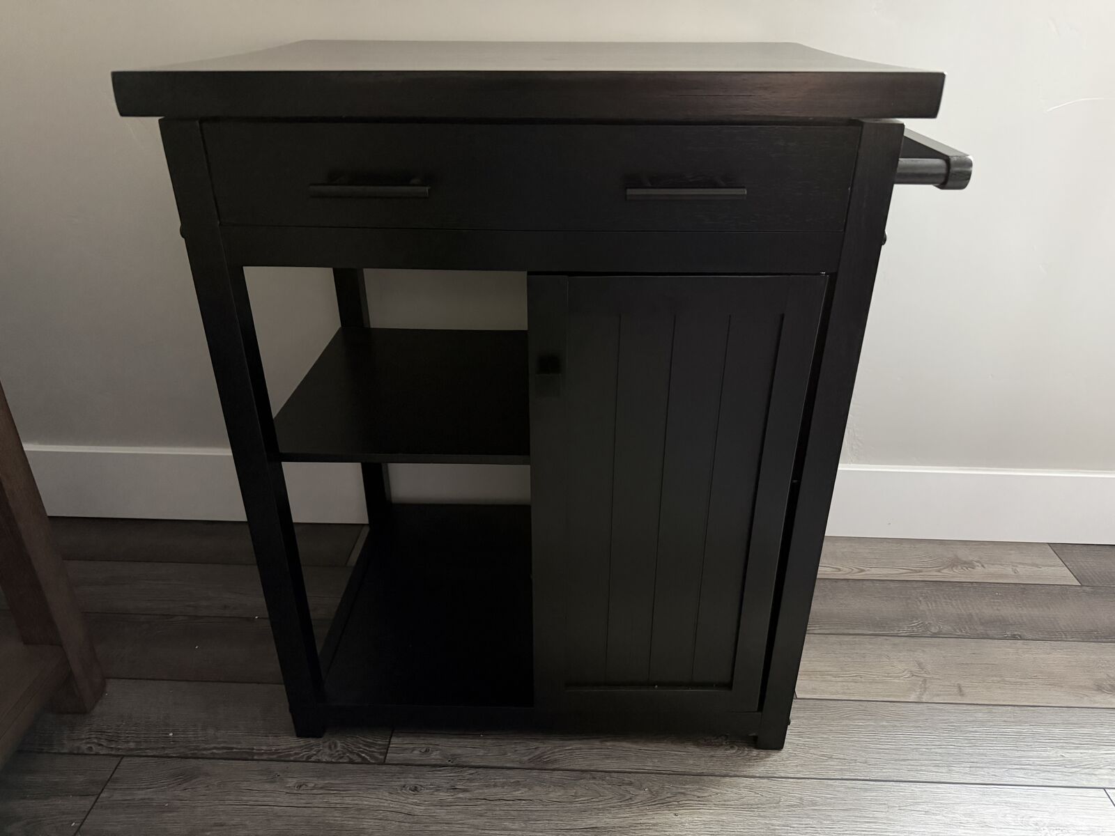 WINSOME WOOD Timber Black Kitchen Cart with Storage