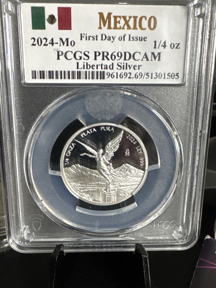 2024-Mo Mexico First Day of Issue 1/4 oz Libertad Silver PCGS PR69DCAM Coin