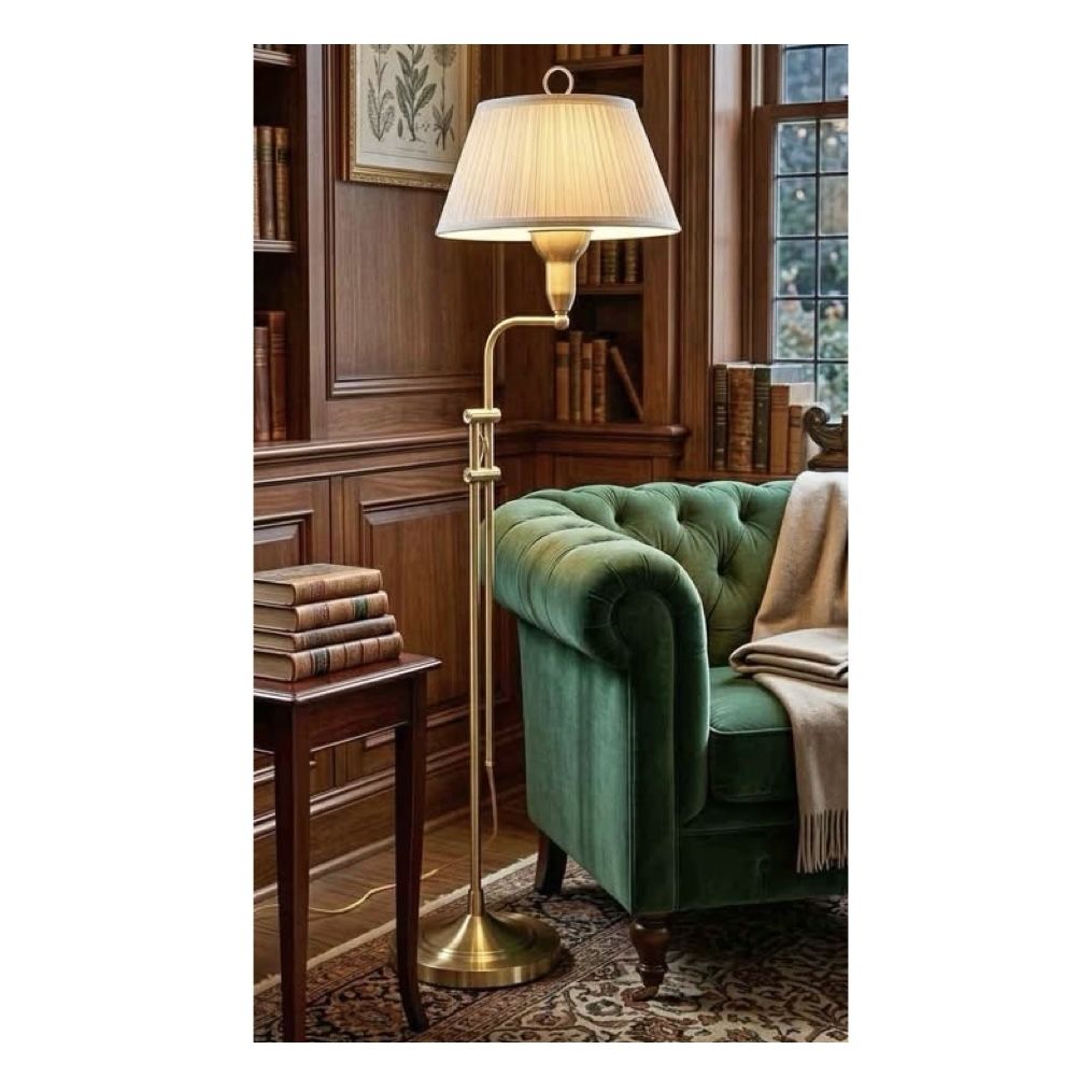 Vintage Mid-Century Modern Adjustable Height Brass Floor Lamp