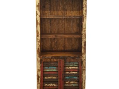 Millwood Pines Freelon Solid Wood Rustic Bookcase – Colorful Vintage Finish – Brand New $1150 MSRP