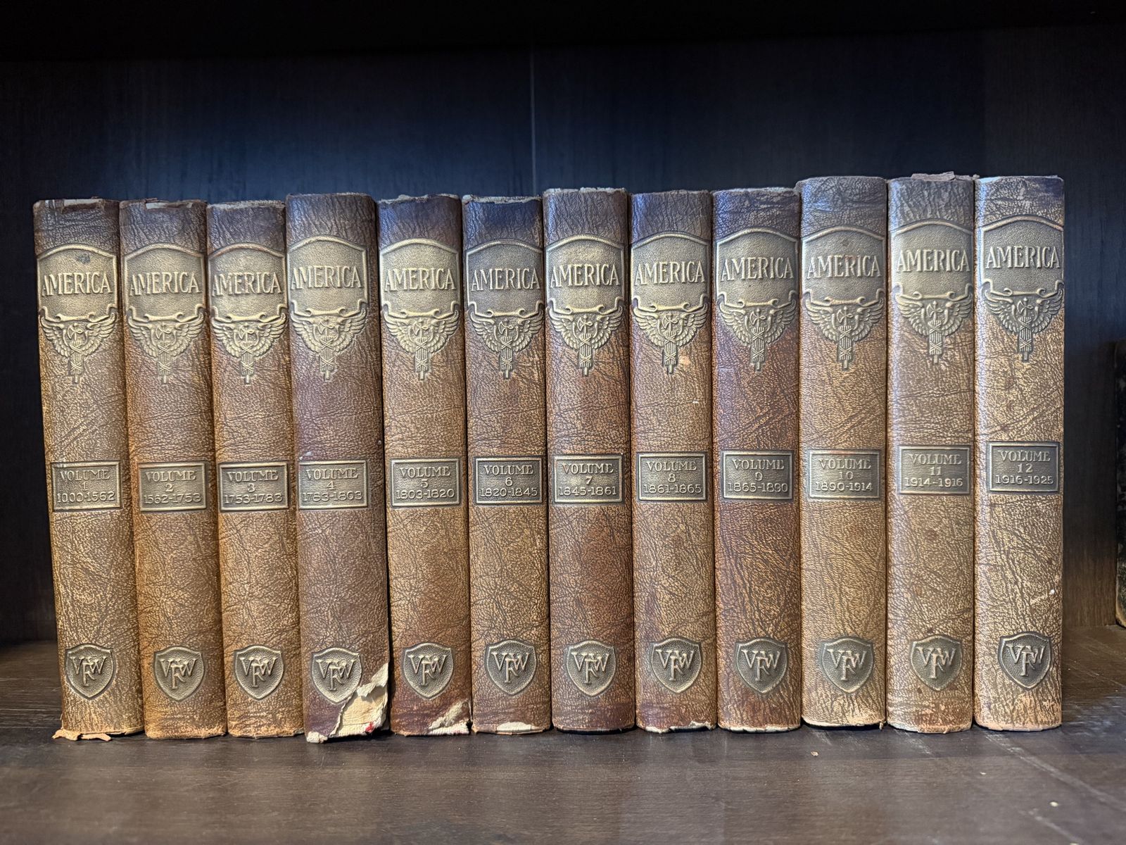1925 VFW “America” Complete 12-Volume History Set – Patrons of Record Edition