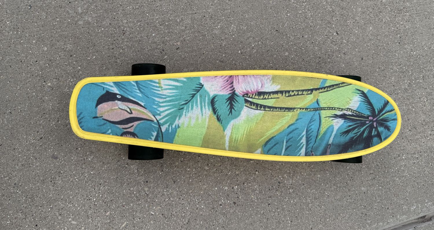 Tropical Palm Tree Themed Yellow Small Skate Board - 22 inches long