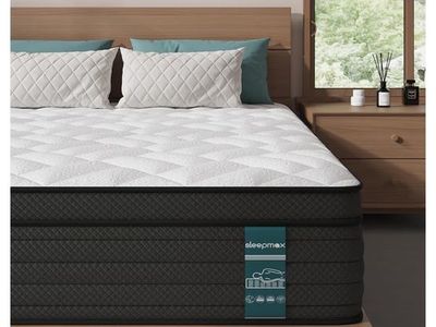 Sleepmax Extra Firm Queen 12" Hybrid Mattress - Deep Sleep & Pain Relieving Support