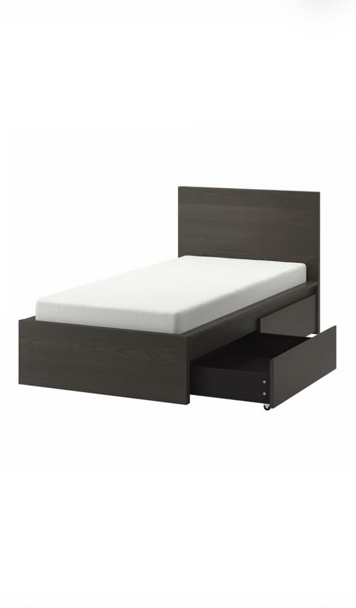 Full size bed frame with four drawer storage includes mattress.