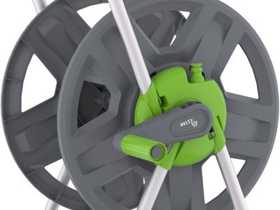 NEW Water Hose Reel Cart, Holds 60-80 Ft of 5/8 Inch Hose, Green Wall Mounted Garden Hose Cart, Portable Hose Reel