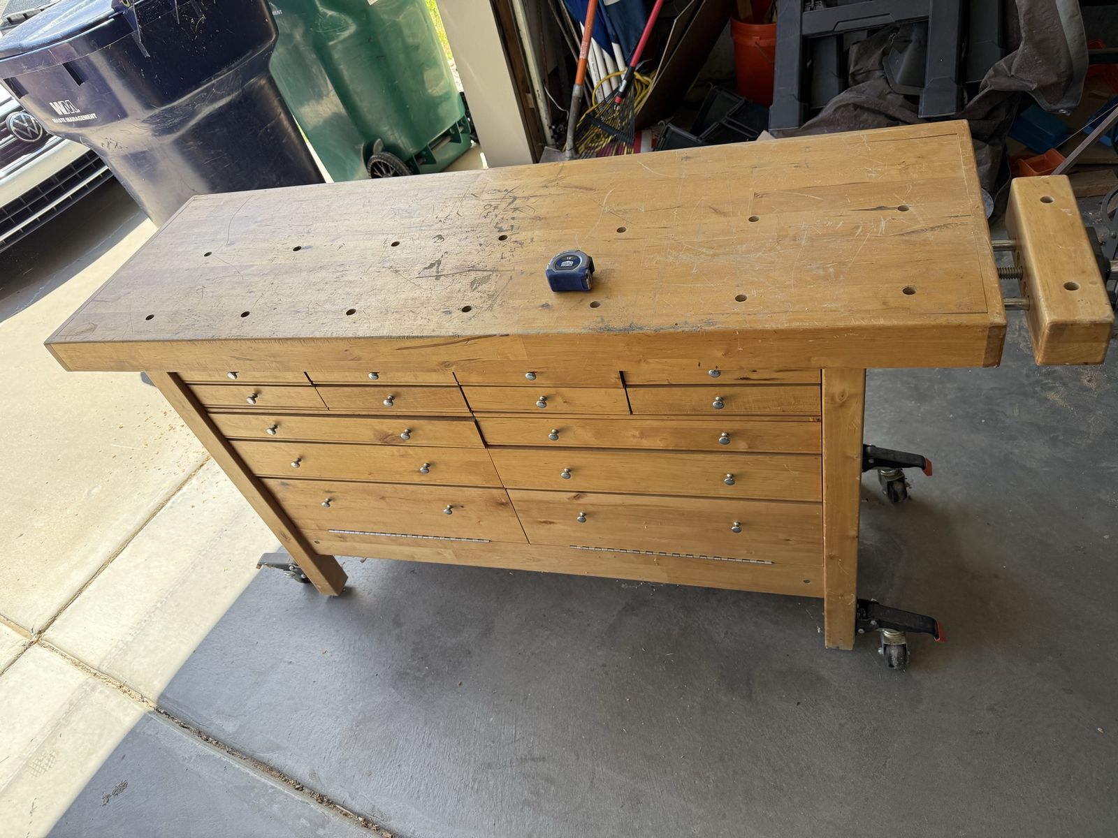Solid Wood Workbench — 60” x 19.5” x 33”