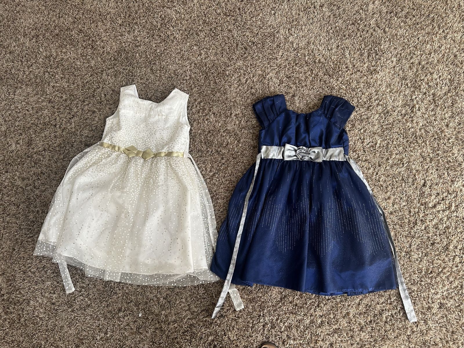Girls' Party Dresses Size 7-8 Blue & White Sparkle Bow Accent (Set of 2)