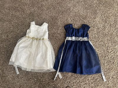 Girls' Party Dresses Size 7-8 Blue & White Sparkle Bow Accent (Set of 2)