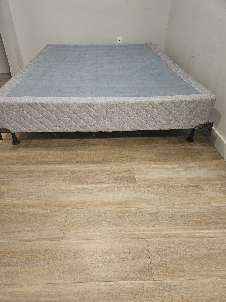 Queen Size Box Spring with Metal Frame Legs - Good Condition, Ready for Mattress