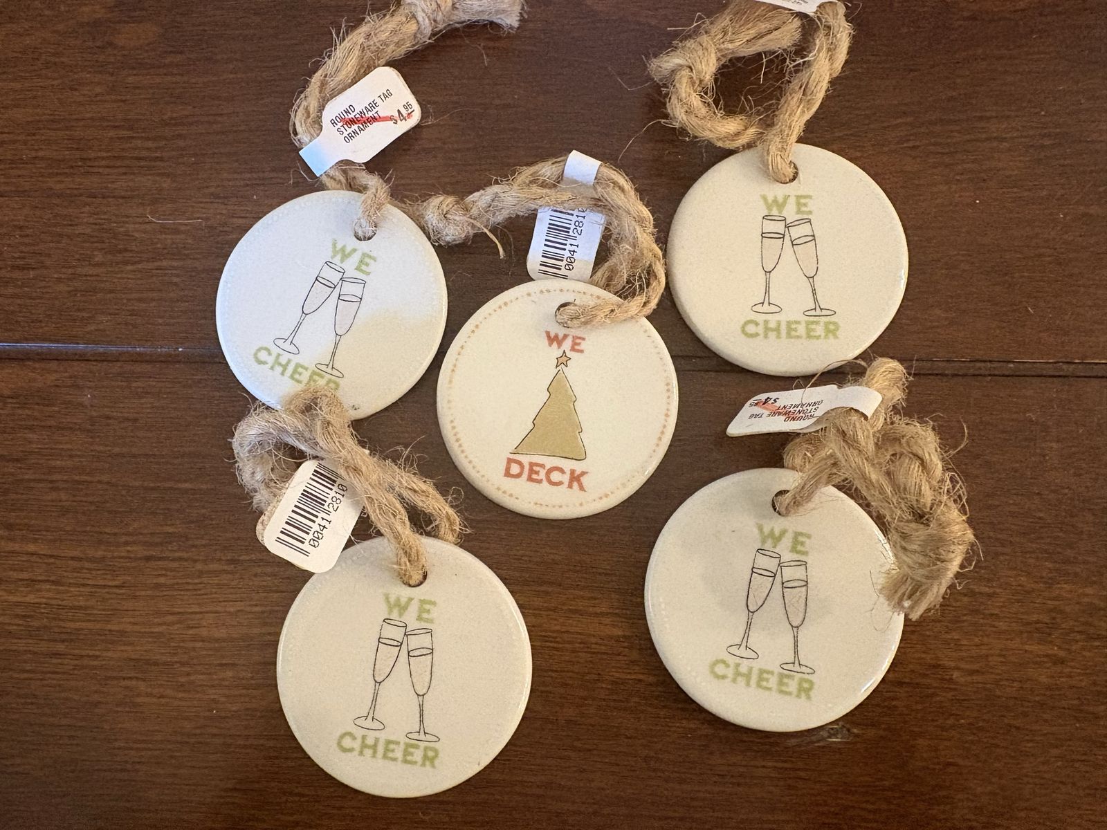 5 New Stoneware We Cheer Ornaments 