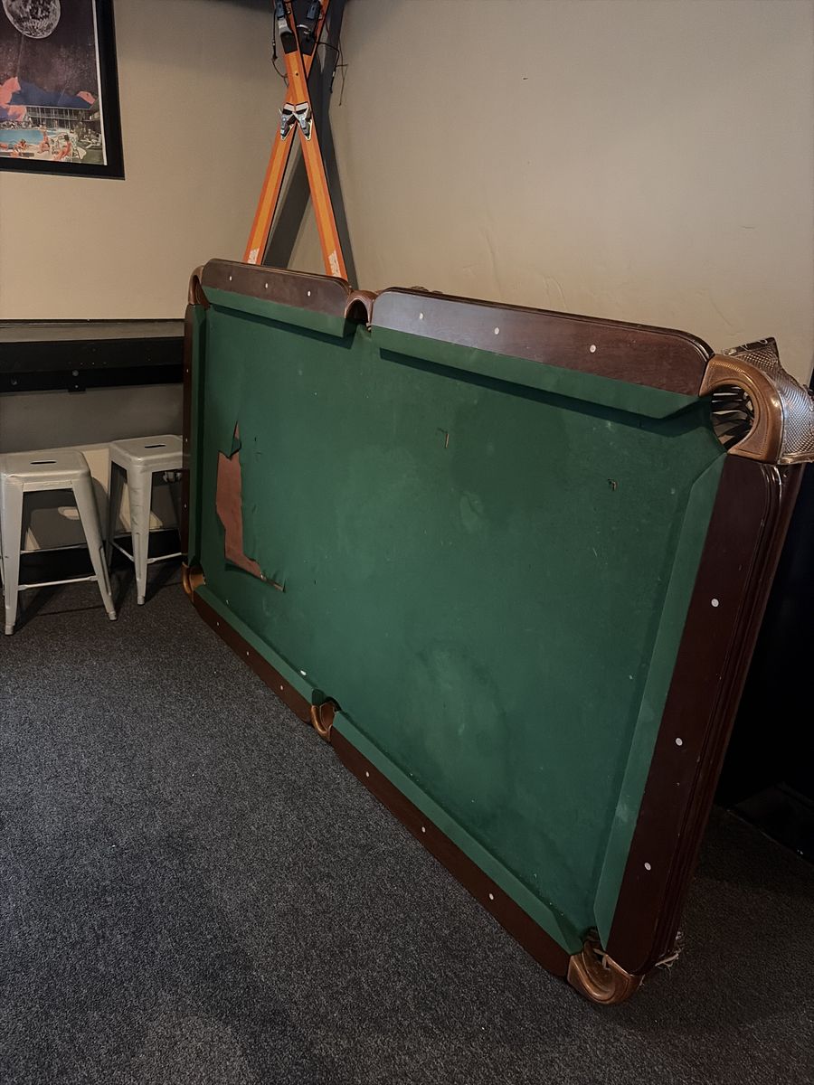 Vintage Brunswick Billiards Pool Table - Green Felt (Damaged Felt) (Pick up Only)