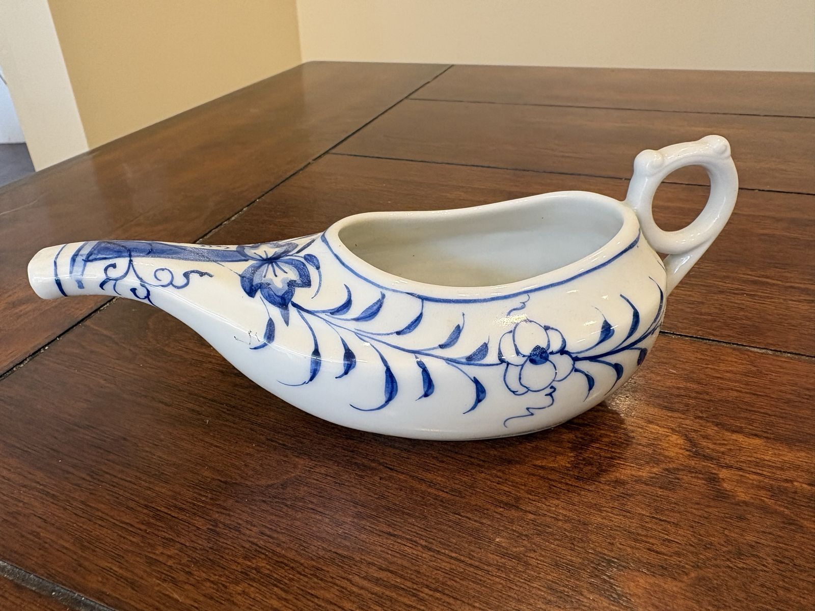 Antique White & Blue Invalid Cup or Feeder