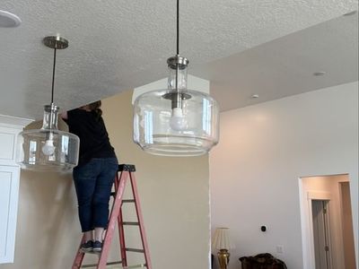 2 large glass hanging lights