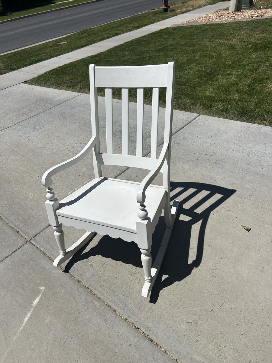 White Wooden Rocking Chair - Classic Design