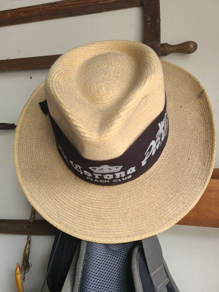 Corona Beach Club Straw Fedora Sun Hat with Black Band