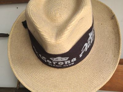 Corona Beach Club Straw Fedora Sun Hat with Black Band