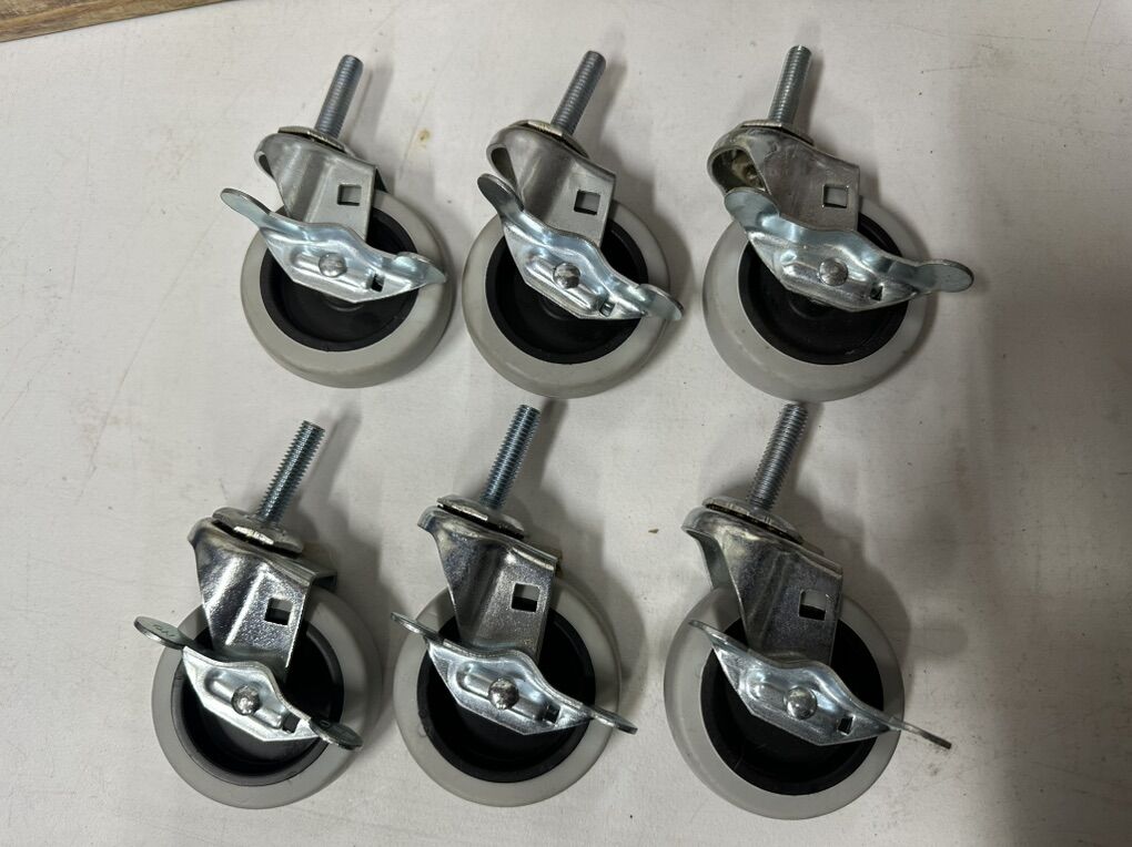 (6) Waxman WXMN 3-IN GRAY STEM CASTER W BRAKE