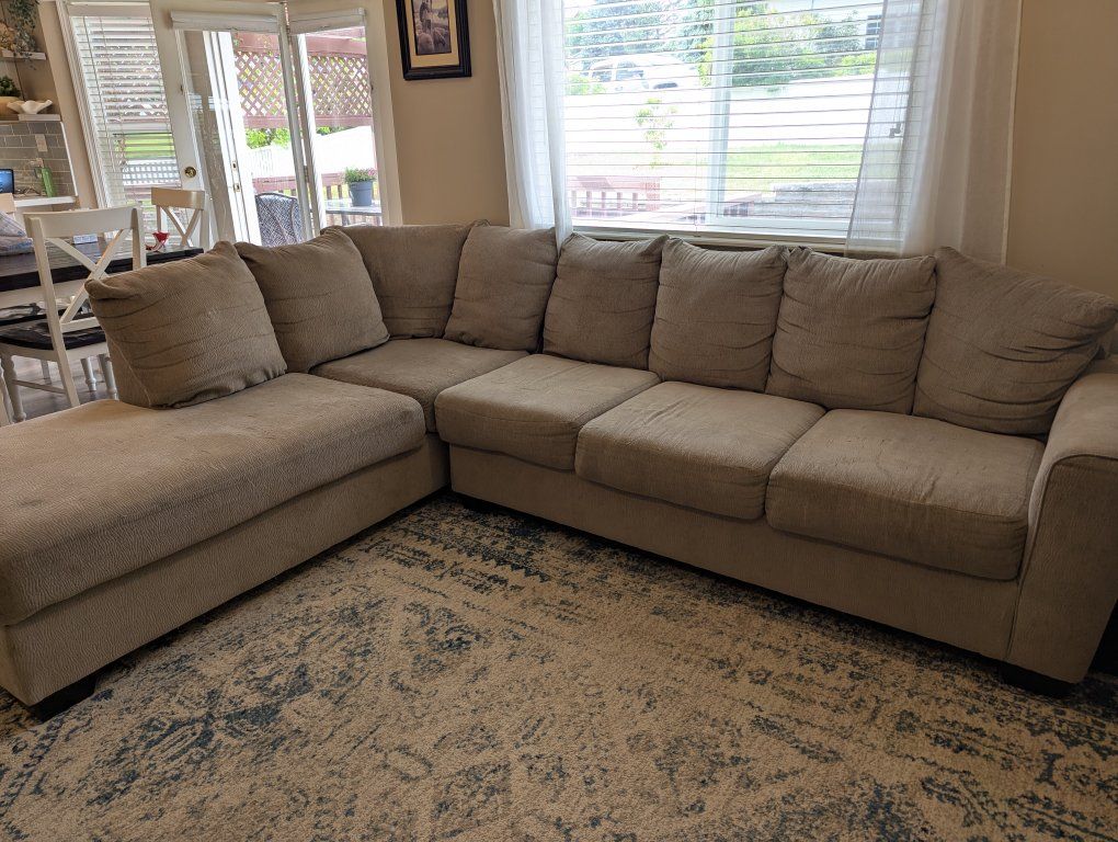 Beige fabric sectional