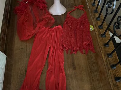 PMG Halloween adult sexy red sequin devil costume size XS