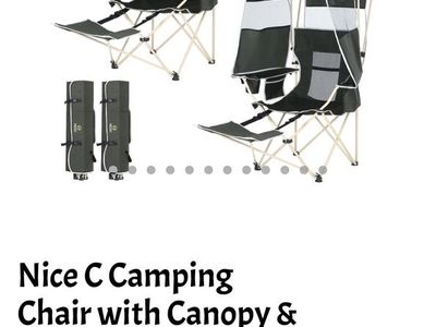 (2) Camping Chairs w/ Canopy + Sunshade + Footrest