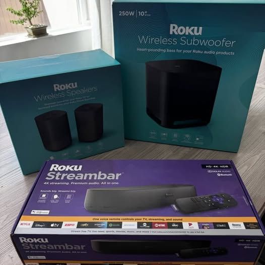 Roku Wireless Speaker Sound System Bundle (Soundbar, Subwoofer, Wireless Speakers)