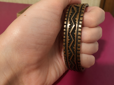Handmade Solid Copper Engraved Cuff Bracelet- Southwestern/Boho Style
